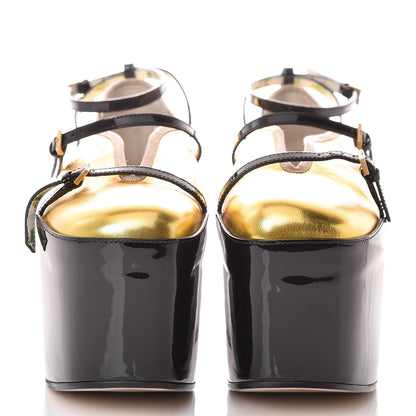 Gucci Metallic Nappa Patent Hannelore Detachable Platform Sandals 38.5 Gold 2 of 14