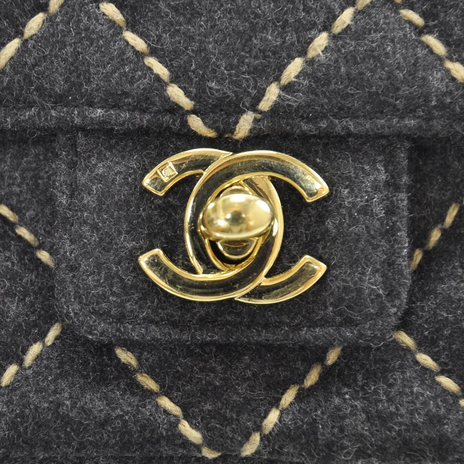 Chanel Wool Contrast Stitch Surpique Mini Flap Charcoal 6 of 12