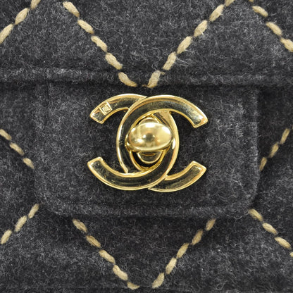 Chanel Wool Contrast Stitch Surpique Mini Flap Charcoal 6 of 12