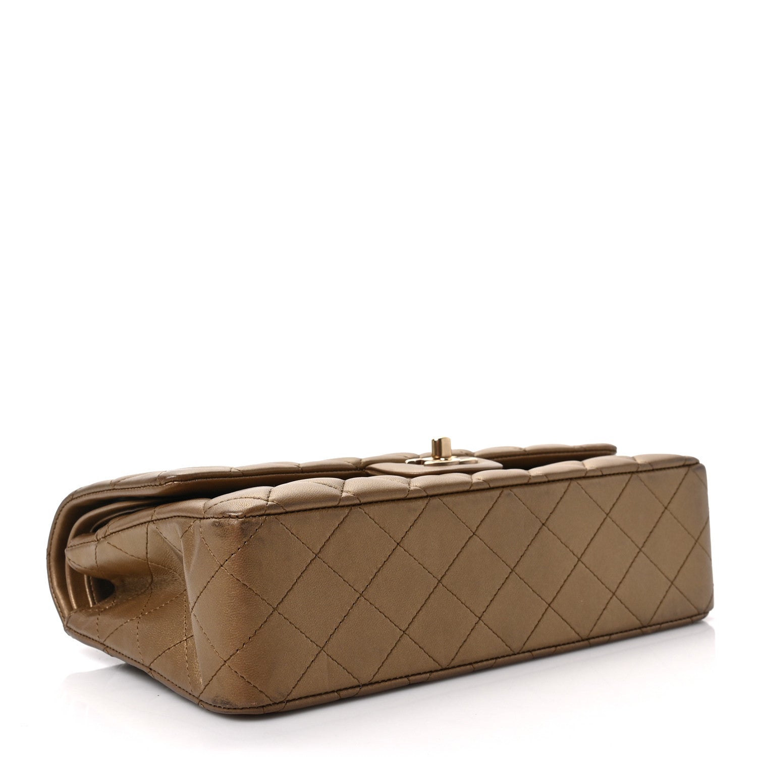 Chanel Metallic Lambskin Quilted Medium Double Flap Khaki 4 of 8