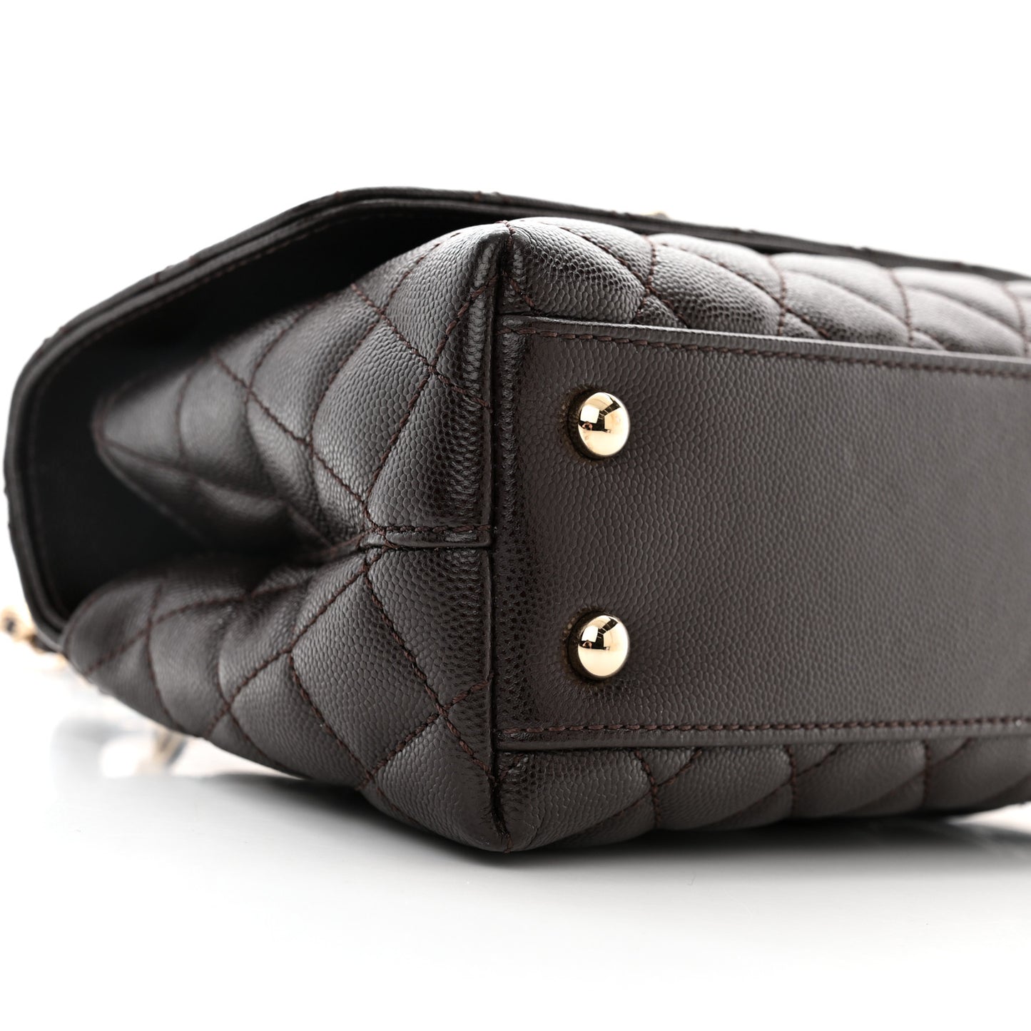 Caviar Quilted Mini Coco Handle Flap Dark Brown