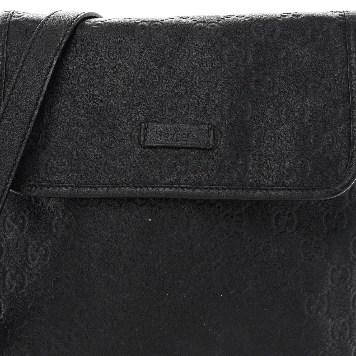 Gucci Guccissima Small Flap Messenger Bag Black 8 of 13