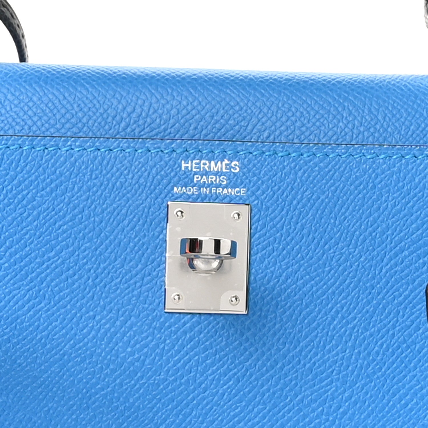 Hermes Epsom Horseshoe Kelly Sellier 25 Bleu Zanzibar Bleu De Pruse 6 of 11