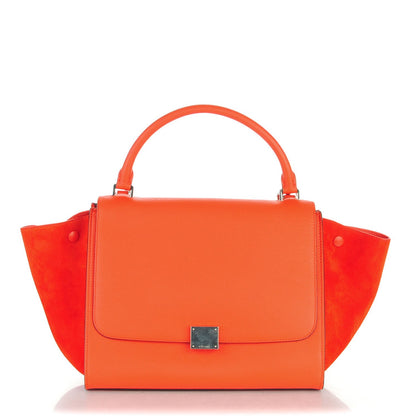 Celine Drummed Calfskin Suede Medium Trapeze Vermillion 1 of 7