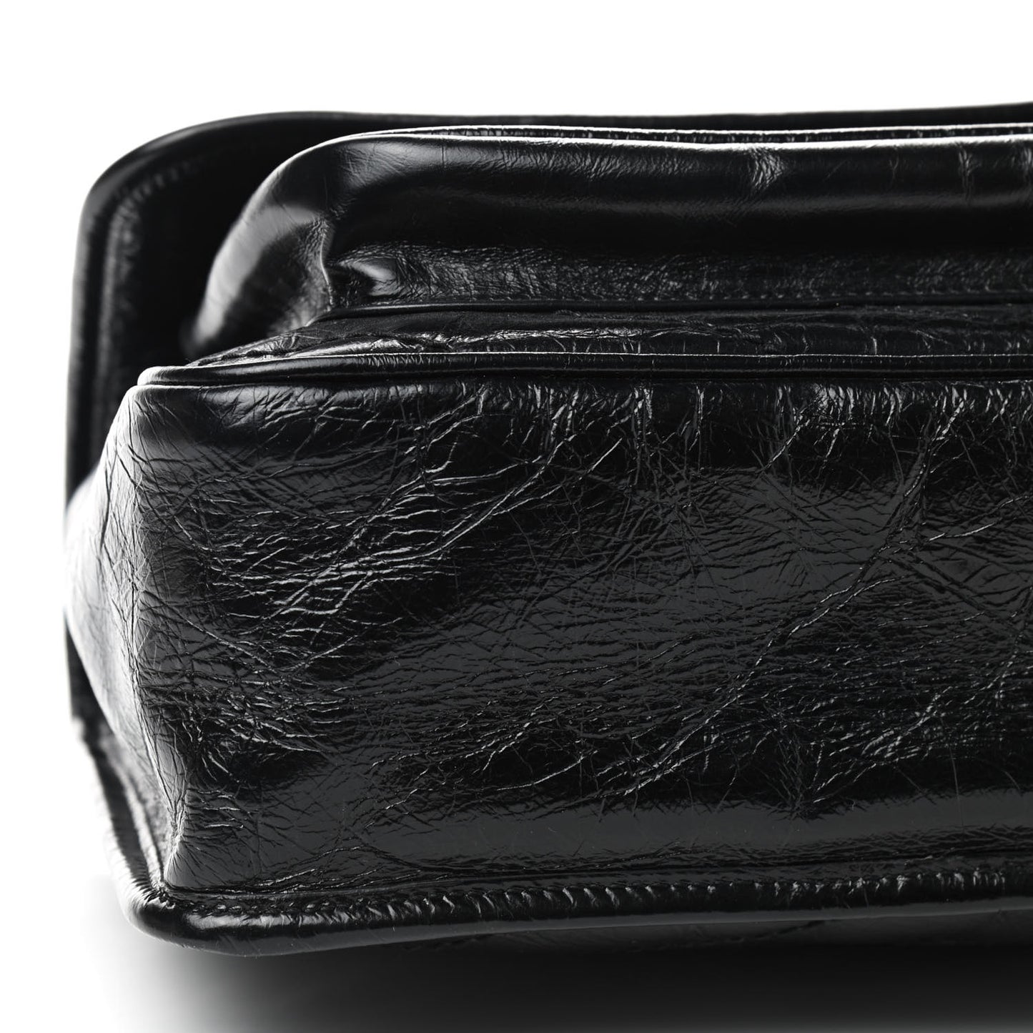 Crinkled Calfskin Matelasse Monogram Medium Niki Chain Satchel Black
