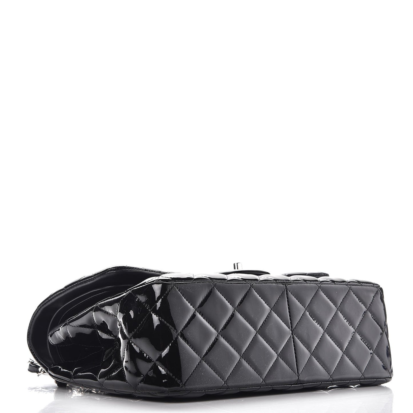 Patent Quilted Jumbo Double Flap Black