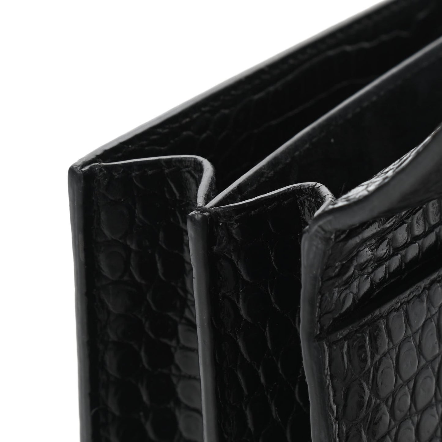 Calfskin Crocodile Embossed Medium Monogram Sunset Black
