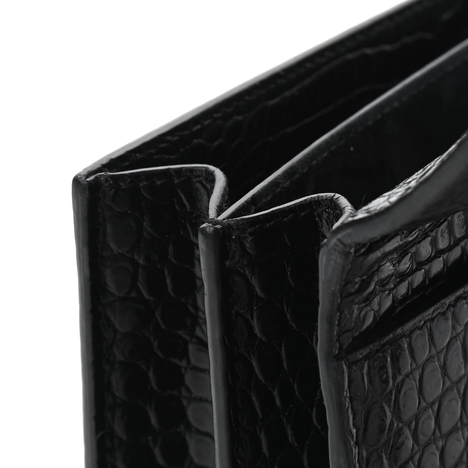 Saint Laurent Calfskin Crocodile Embossed Medium Monogram Sunset Black 5 of 6