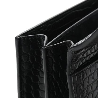 Saint Laurent Calfskin Crocodile Embossed Medium Monogram Sunset Black 5 of 6
