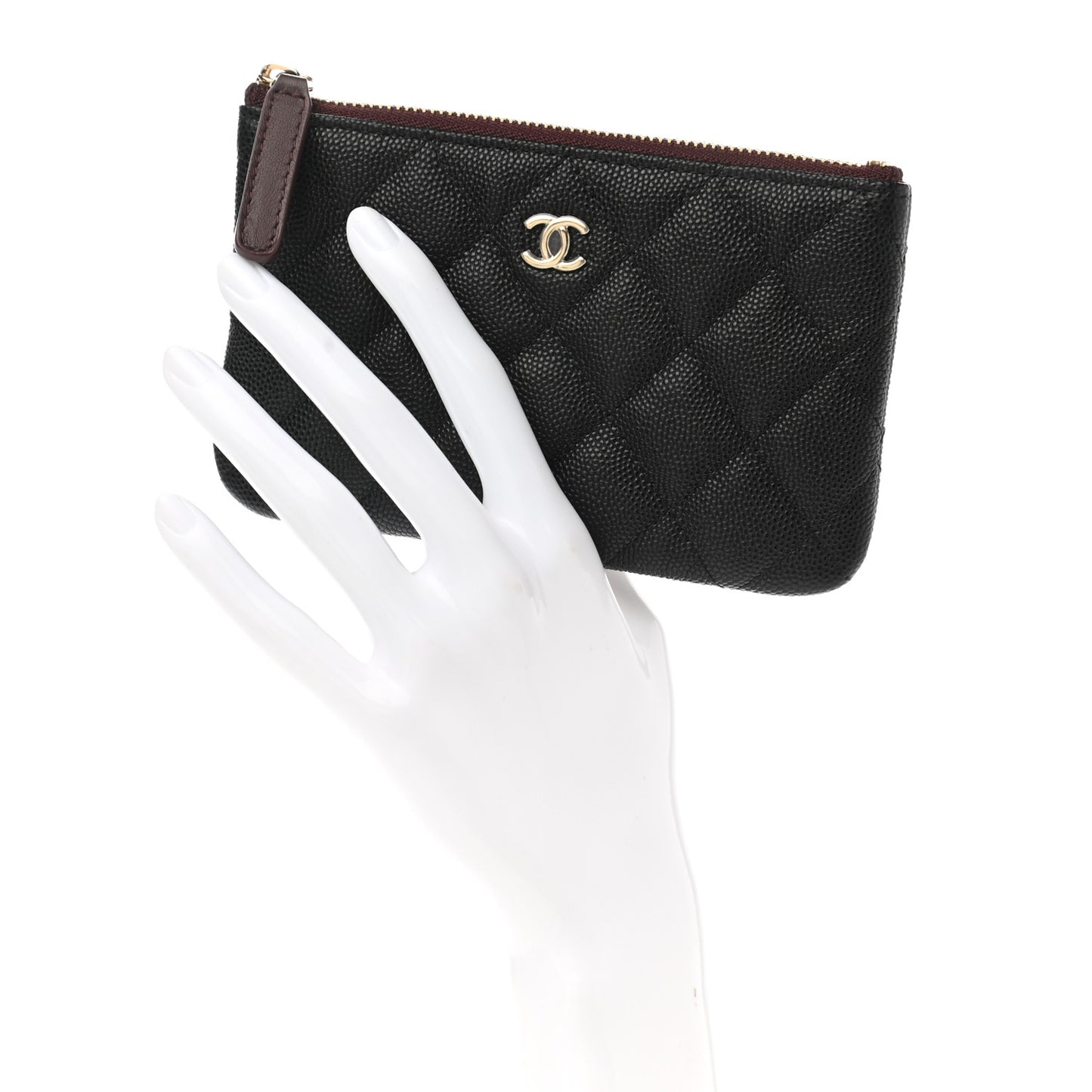 Caviar Quilted Small Cosmetic Case Black
