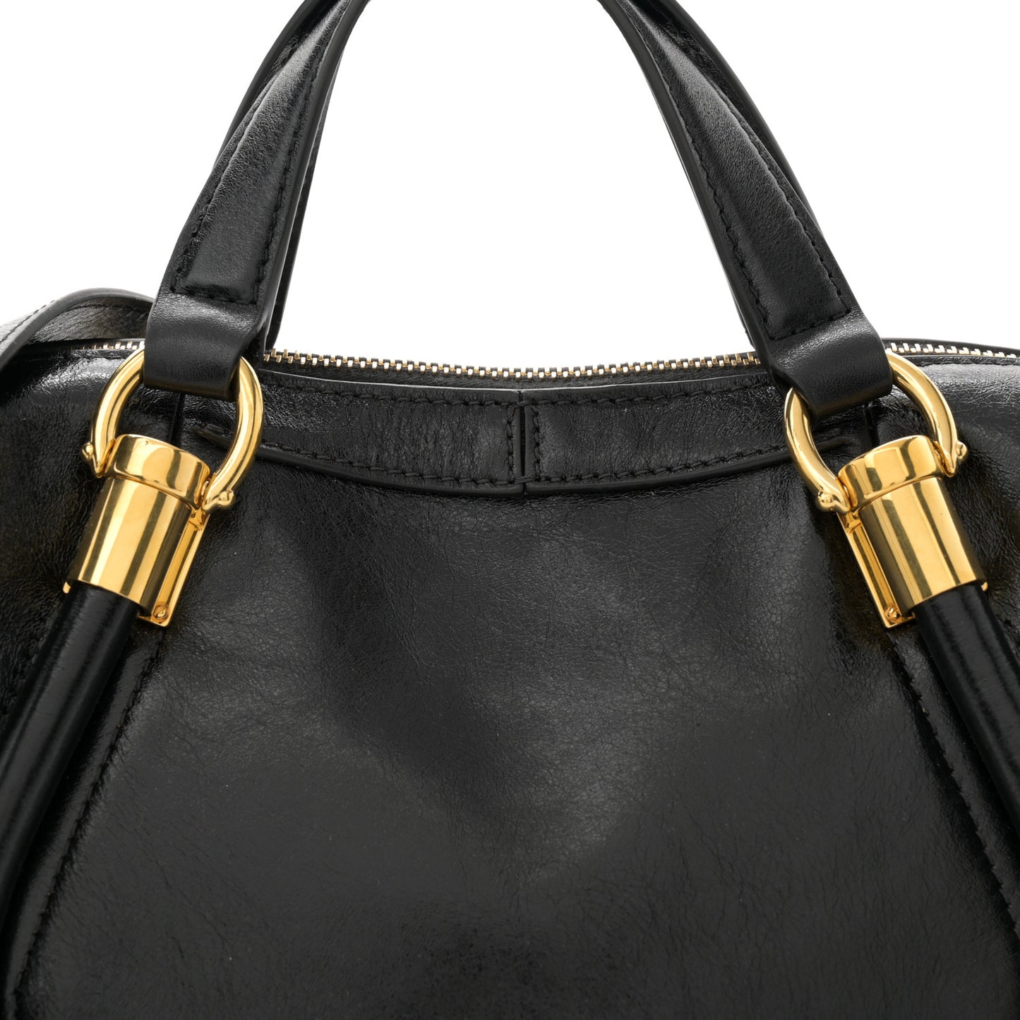 Natural Shiny Calfskin Small Paraty 24 Bag Black