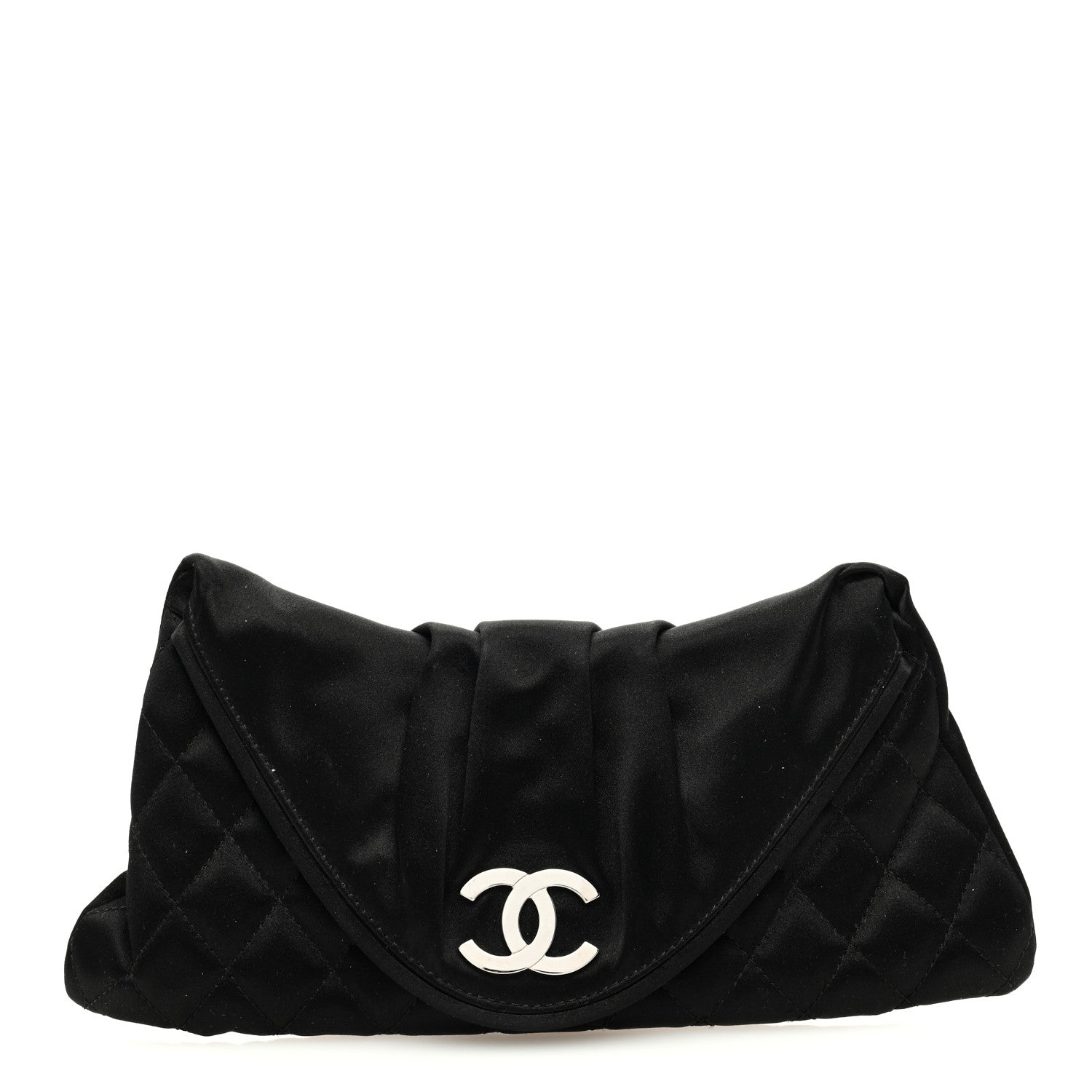 Chanel Satin Quilted Flap Clutch Clutch Black 1 of 10