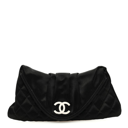 Chanel Satin Quilted Flap Clutch Clutch Black 1 of 10