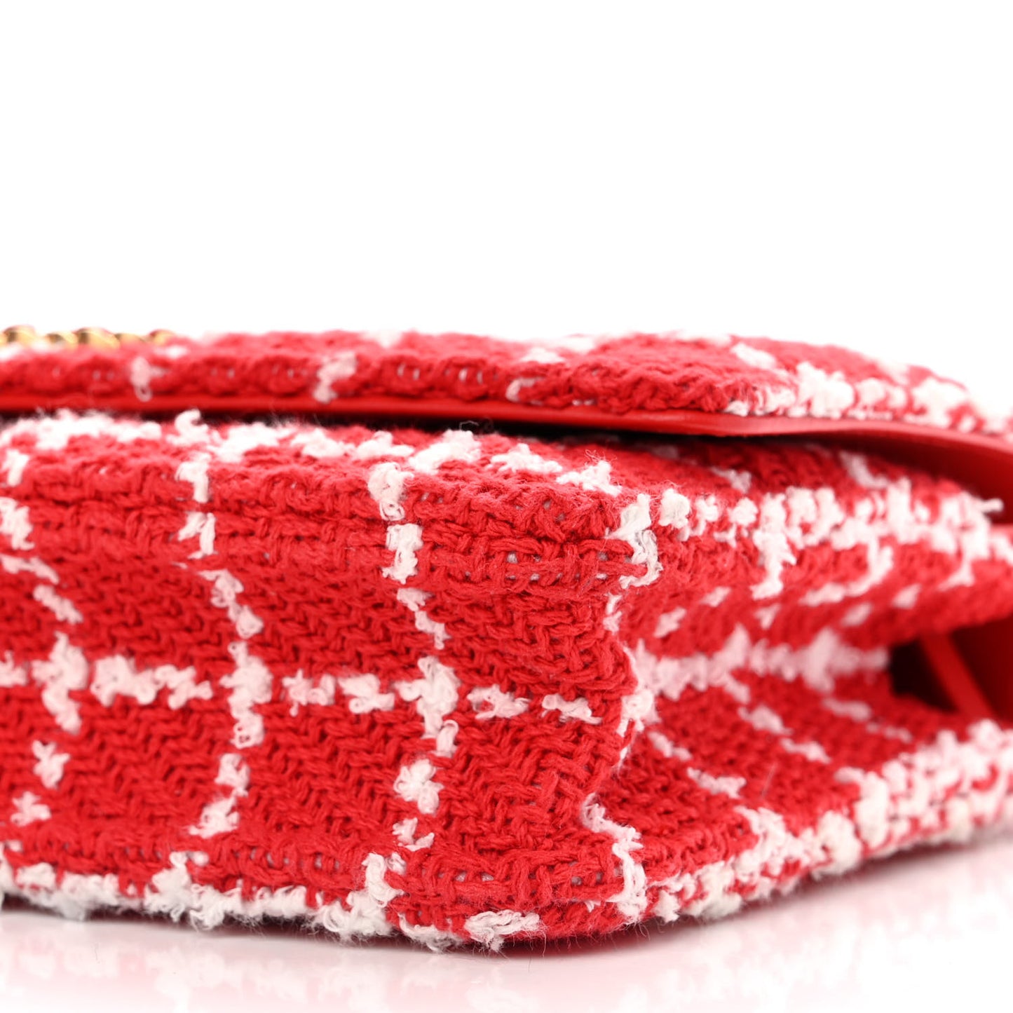Tweed Quilted Chanel 19 Wallet On Chain WOC Red White