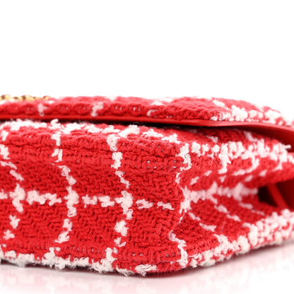 Chanel Tweed Quilted Chanel 19 Wallet On Chain WOC Red White 11 of 14