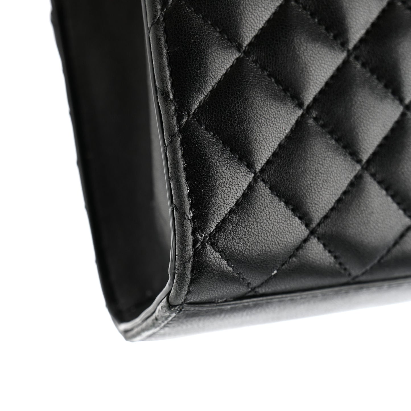 Lambskin Mixed Matelasse Triquilt Small Monogram Satchel Black