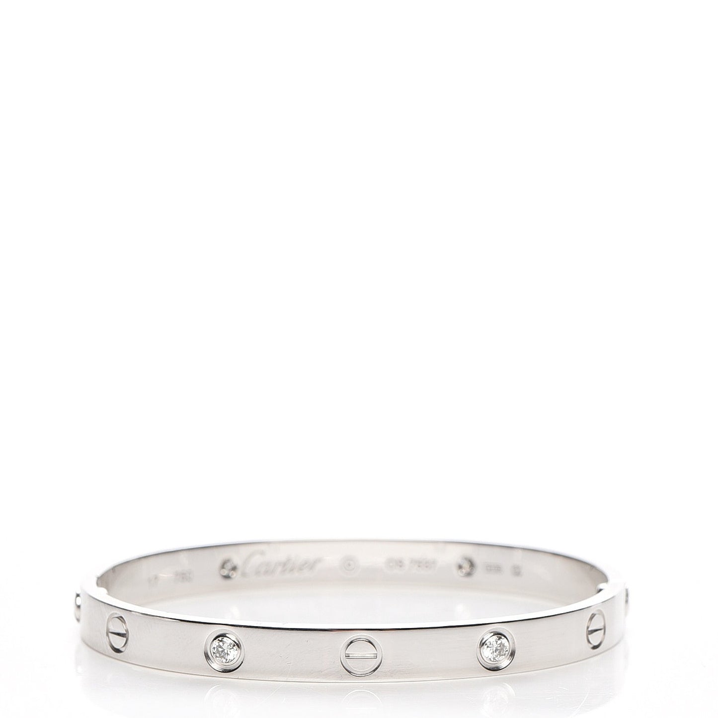 18K White Gold 4 Diamond LOVE Bracelet 17
