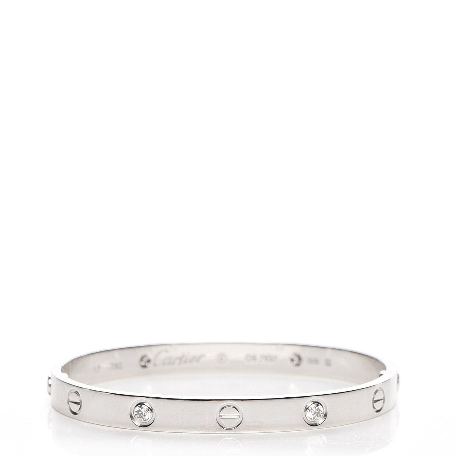 Cartier 18K White Gold 4 Diamond LOVE Bracelet 17 1 of 7