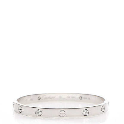 Cartier 18K White Gold 4 Diamond LOVE Bracelet 17 1 of 7