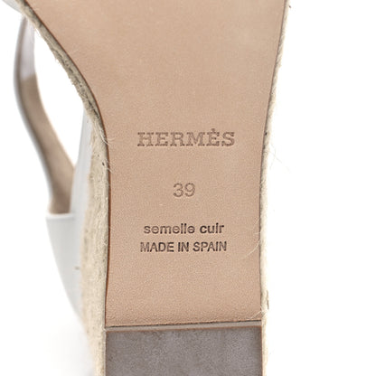 Hermes Goatskin Elda Espadrille Wedge Sandals 39 White 6 of 8