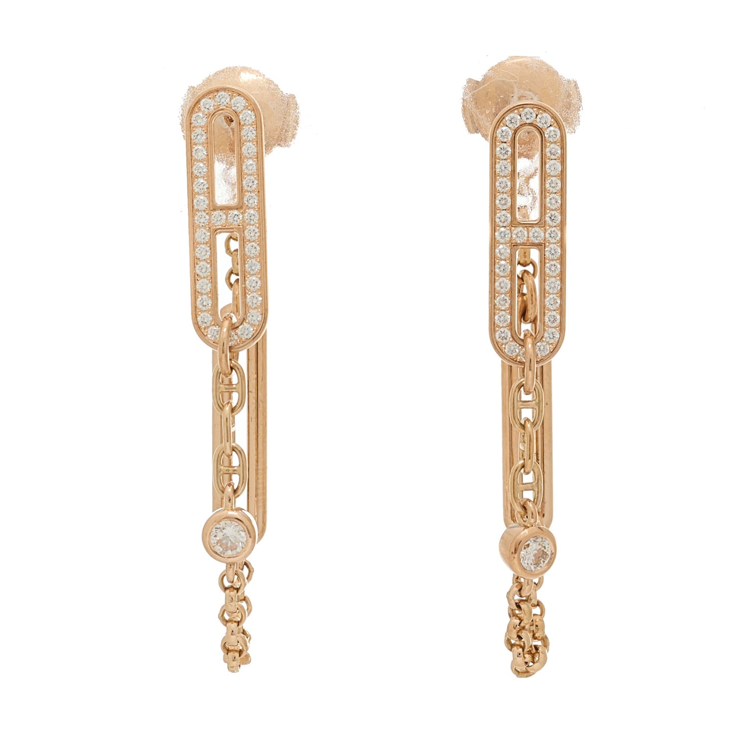 18K Rose Gold Diamond Chaine D'Ancre Chaos Earrings