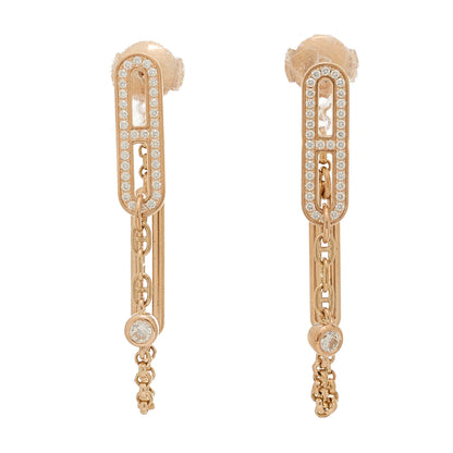 Hermes 18K Rose Gold Diamond Chaine D'Ancre Chaos Earrings 1 of 5