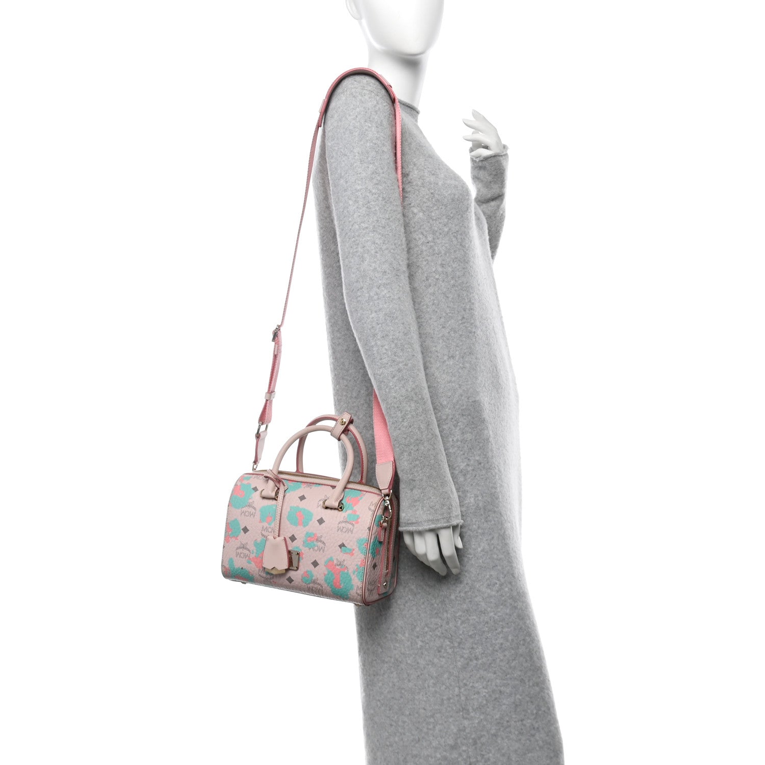 MCM Visetos Floral Leopard Essential Boston Bag Pink 2 of 9
