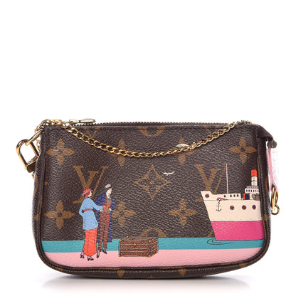 Louis Vuitton Monogram 2016 Christmas Animation Mini Pochette Accessories Rose Ballerine 1 of 8