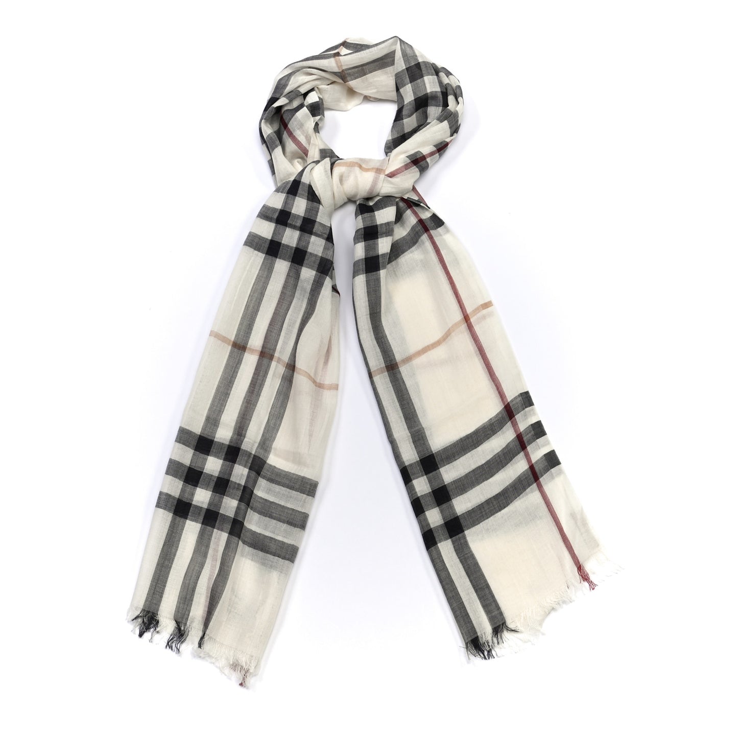 Wool Silk House Check Scarf Ivory