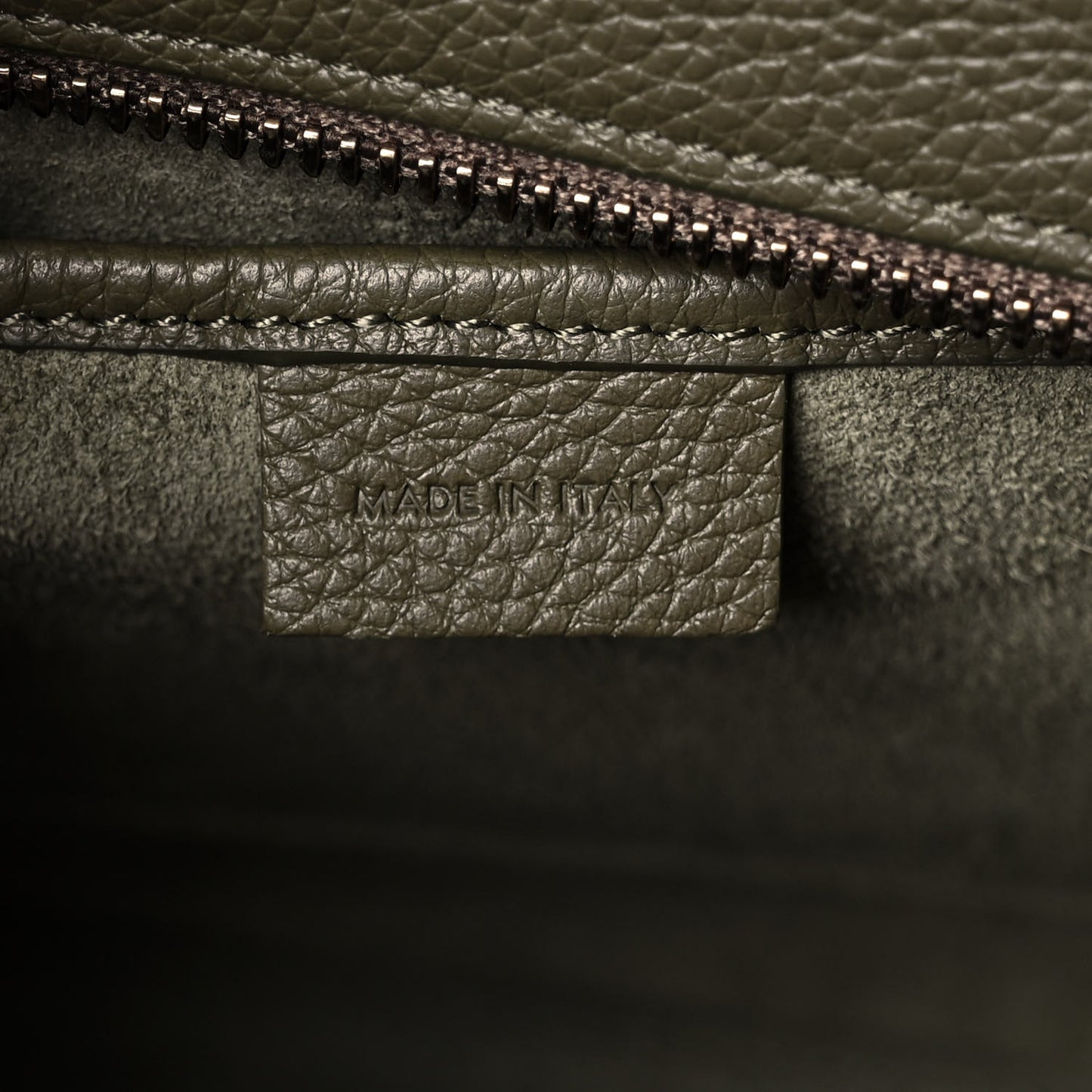 Drummed Calfskin Nano Luggage Army Green