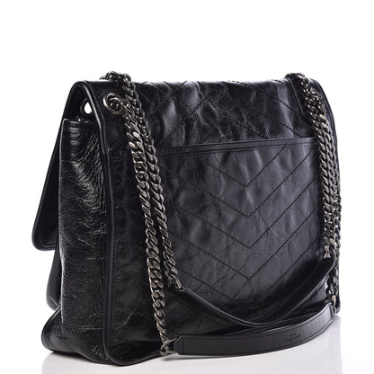 Saint Laurent Crinkled Calfskin Matelasse Monogram Large Niki Chain Satchel Black 3 of 10