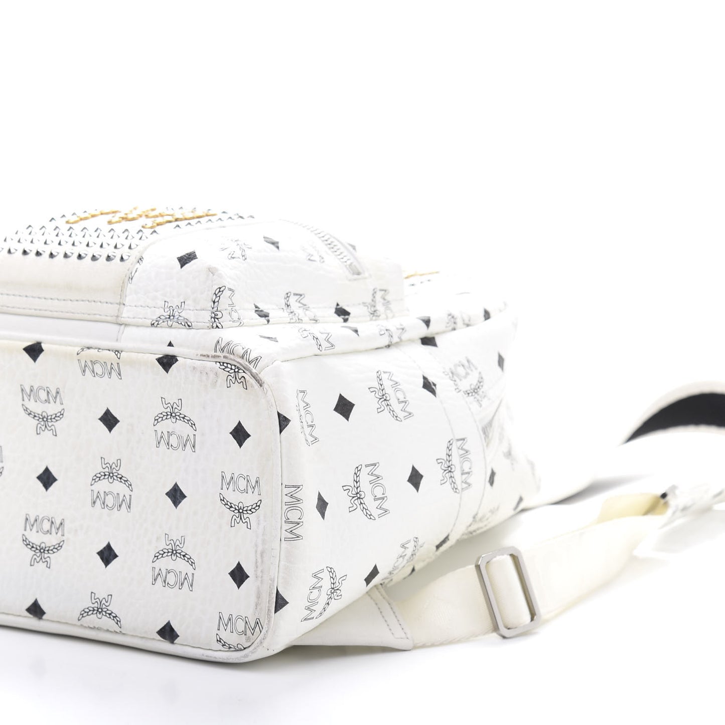 Visetos Studded Stark Stripe Backpack White