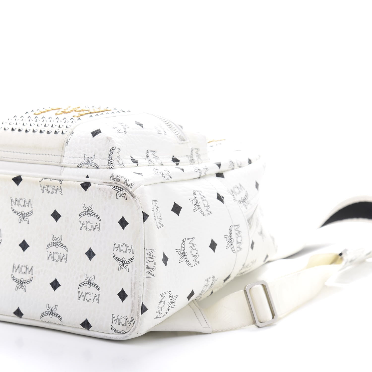 MCM Visetos Studded Stark Stripe Backpack White 6 of 9