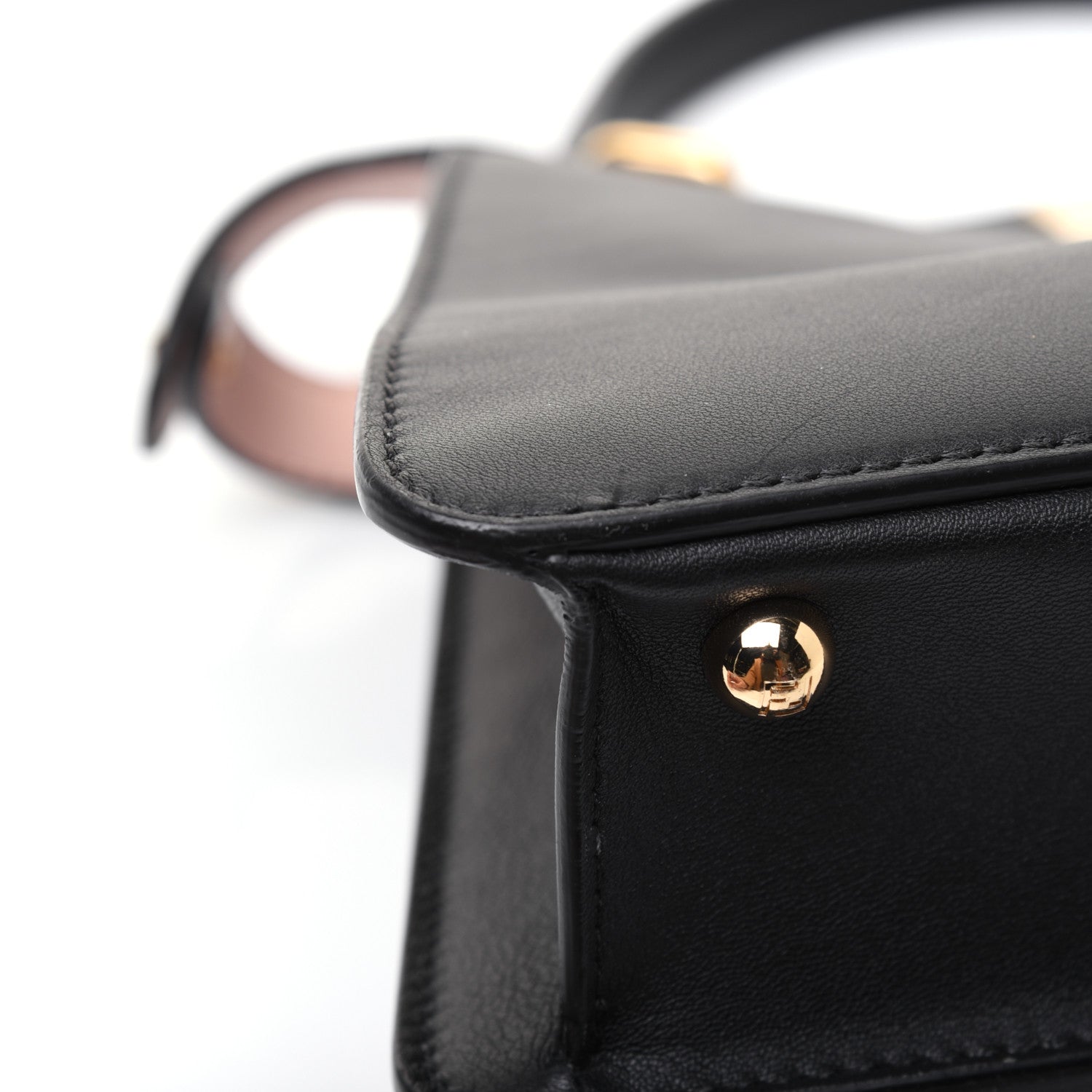Fendi Vitello Seta Shiny Nappa Medium Peekaboo I SEE U Satchel Black Light Rose 20 of 25