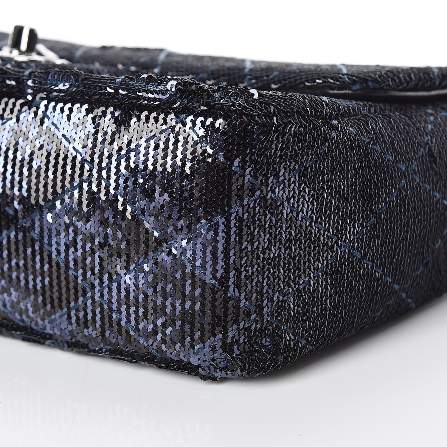 Chanel Sequin Quilted Medium Single Flap Blue 6 of 10