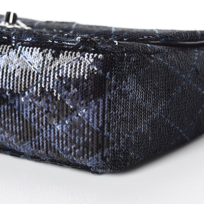 Chanel Sequin Quilted Medium Single Flap Blue 6 of 10