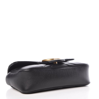 Gucci Calfskin Matelasse Super Mini GG Marmont Shoulder Bag Black 4 of 10