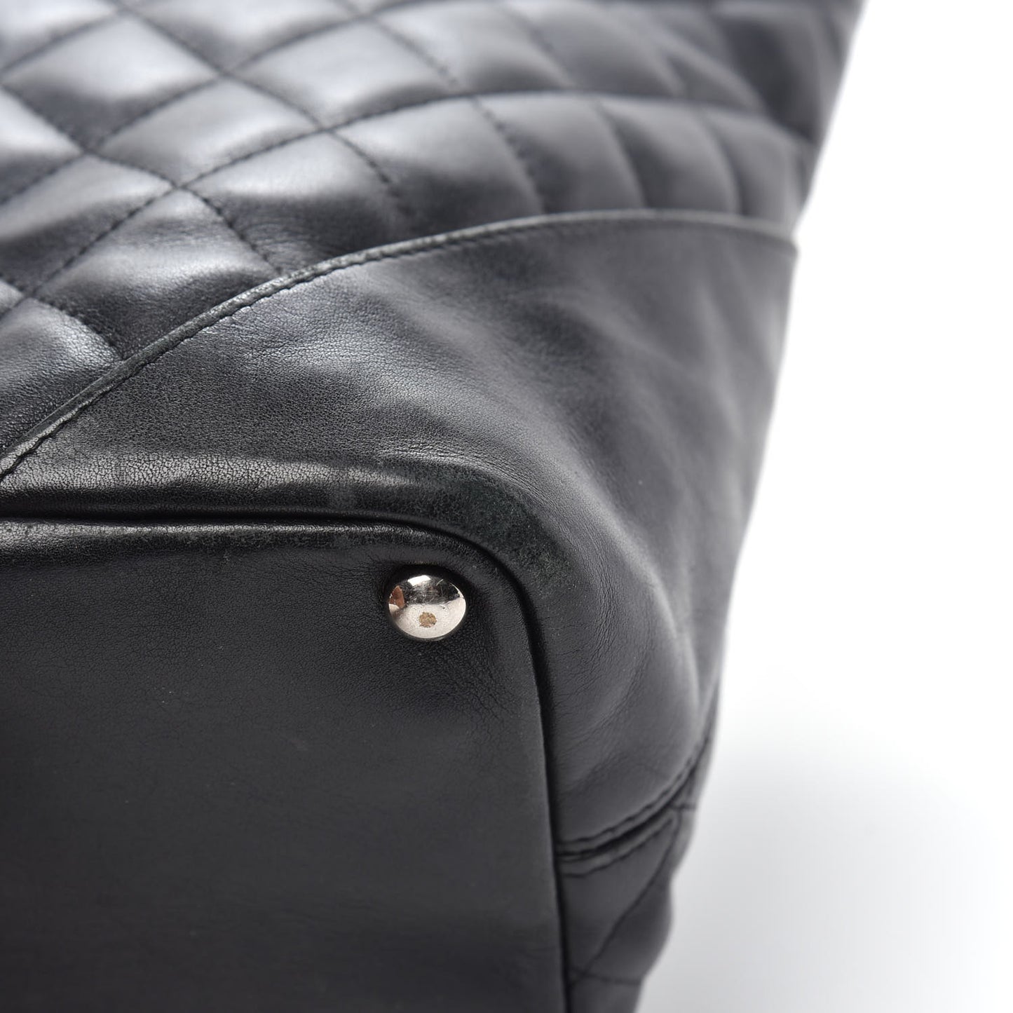 Calfskin Quilted Medium Cambon Tote Black White