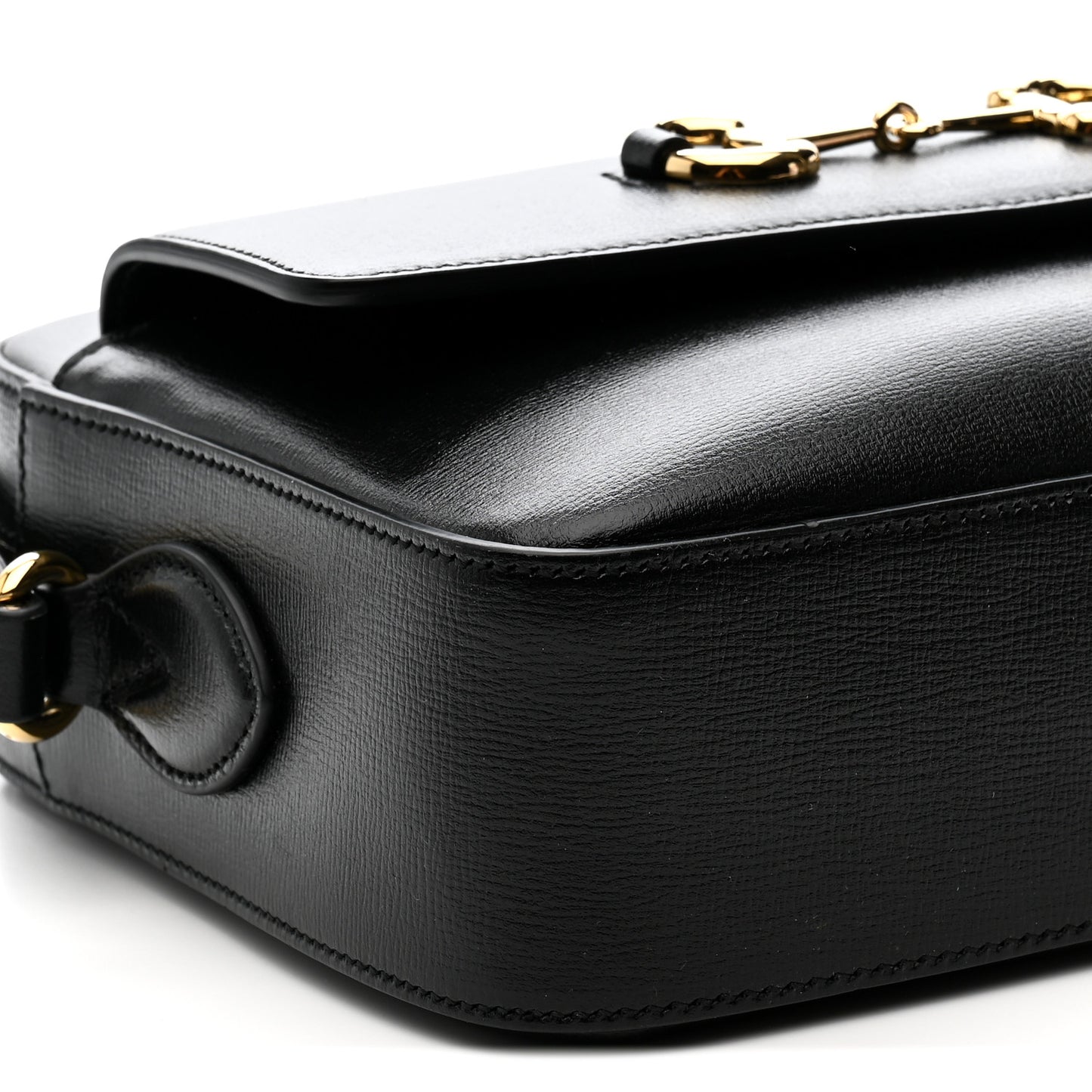 Textured Calfskin Small Horsebit 1955 Shoulder Bag Black