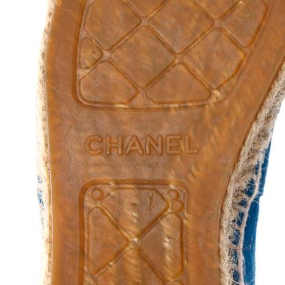 Chanel Kid Suede CC Espadrilles 38 Blue 8 of 9