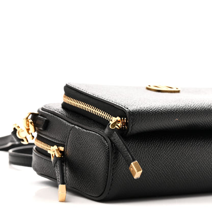 Christian Dior Grained Calfskin Caro Double Pouch Black 9 of 10