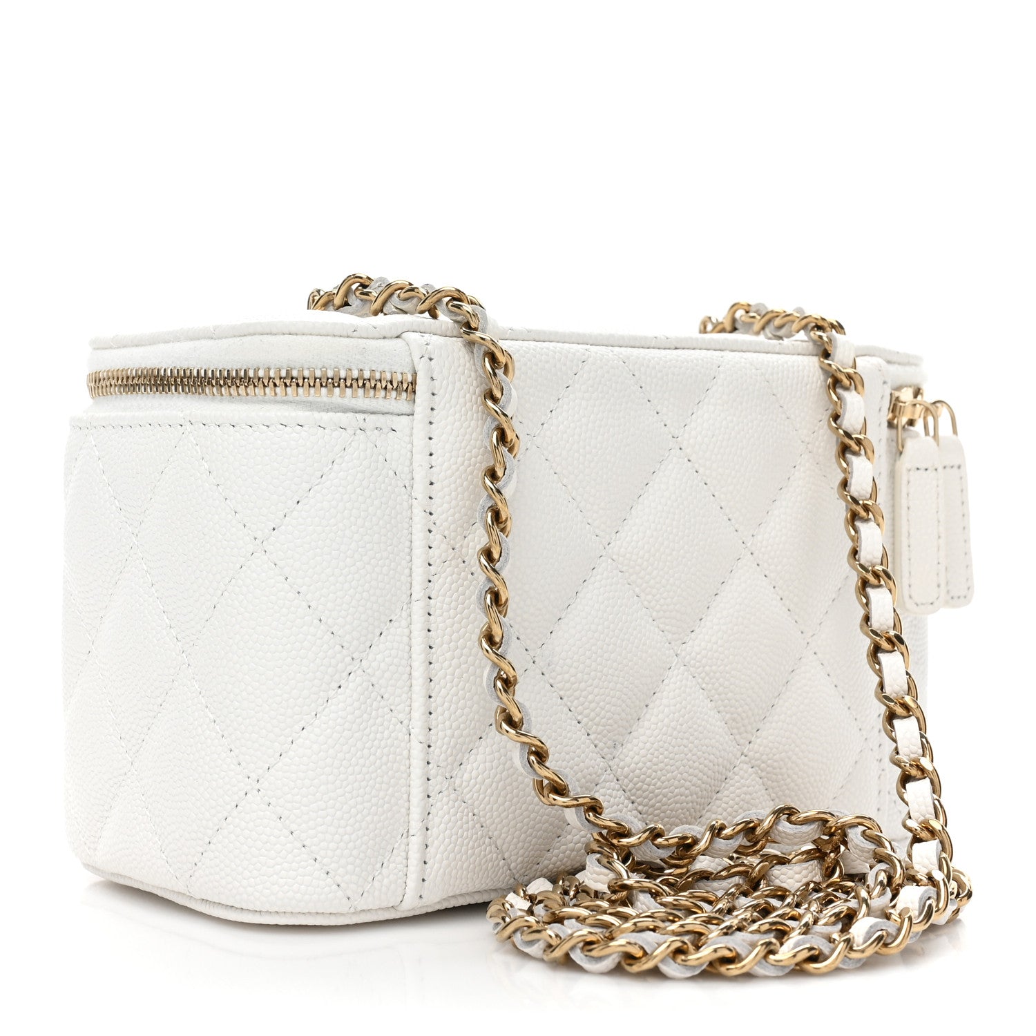 Chanel Caviar Quilted Small Vanity Case With Chain White 3 of 9