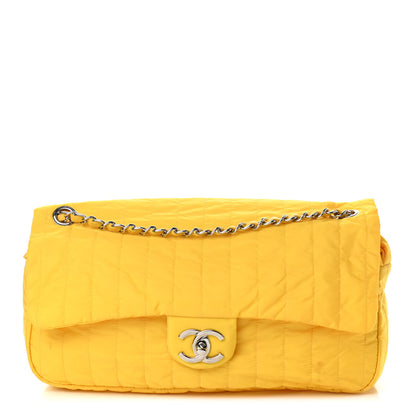 Chanel Nylon Vertical Quilted Jumbo Flap Yellow 1 of 12