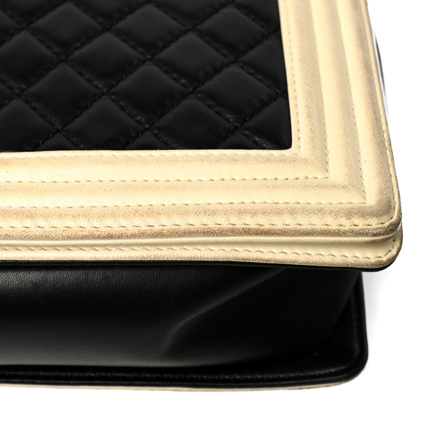 Chanel Lambskin Quilted Large Boy Flap Black White 9 of 9