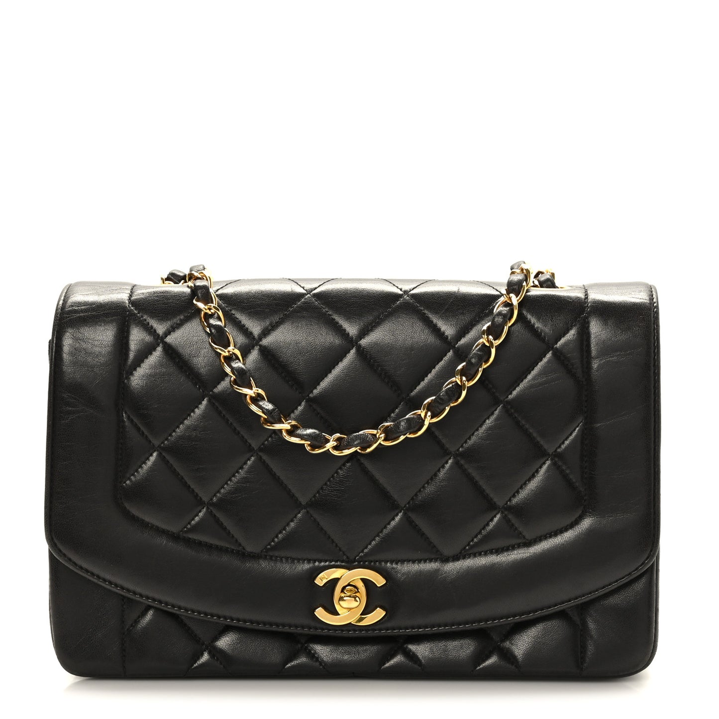 Lambskin Quilted Medium Single Flap Black