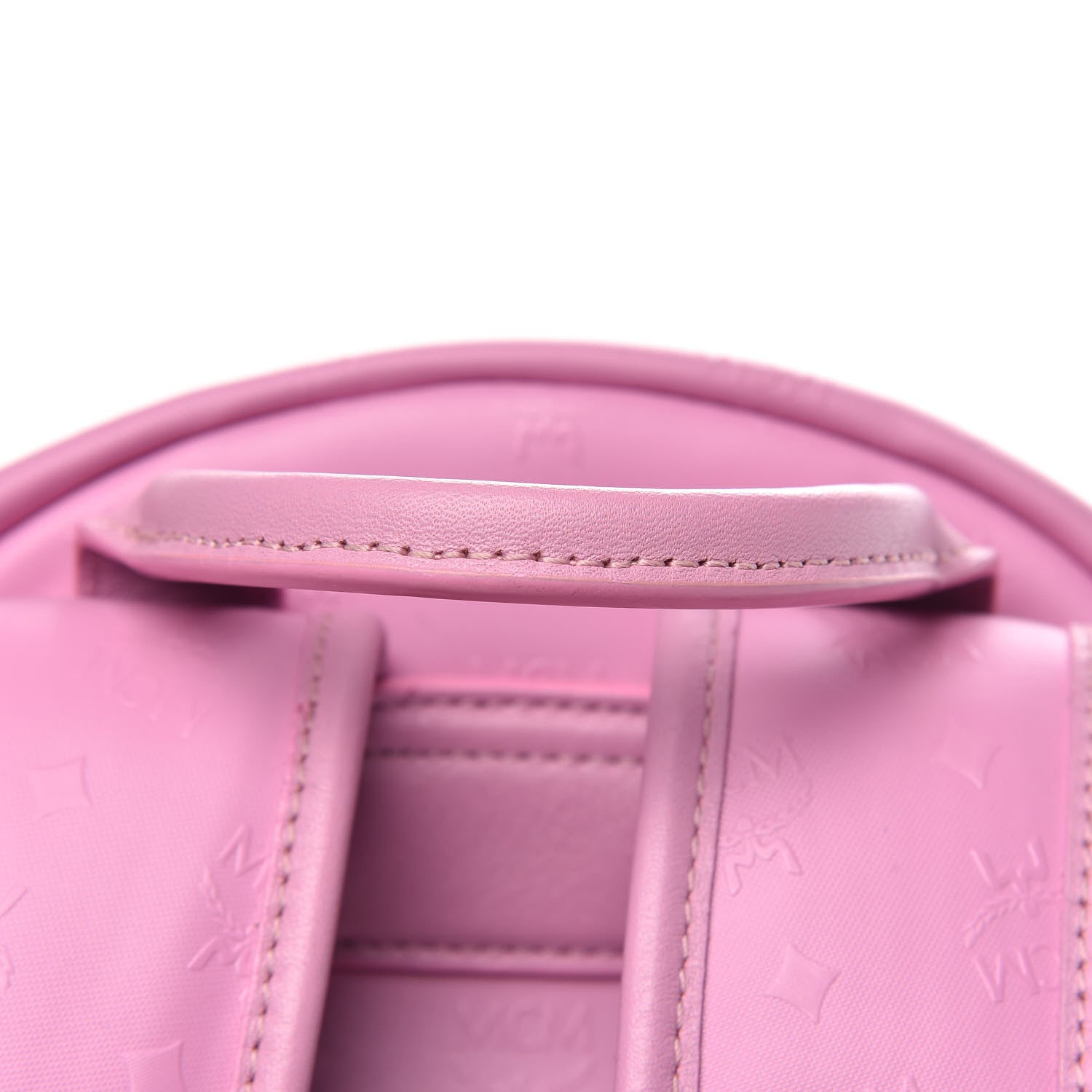MCM Calfskin Visetos Diamond Printed Small Backpack Pink Cognac 11 of 11