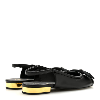 Chanel Lambskin Grosgrain Bow Cap Toe CC Slingback Flats 40 Black 5 of 10