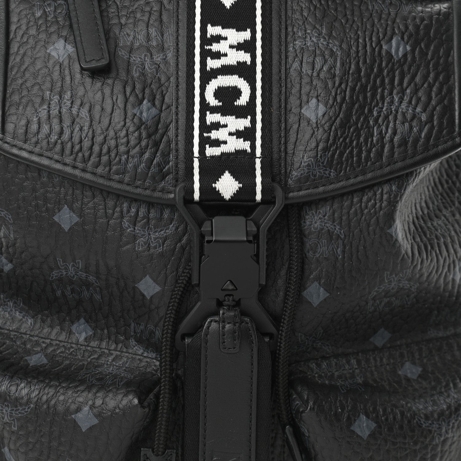 MCM Visetos Raymonde Two Pocket Backpack Black 1046965 – FASHIONPHILE