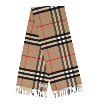 Burberry Cashmere Giant Check Fringe Scarf Archive Beige 2 of 3