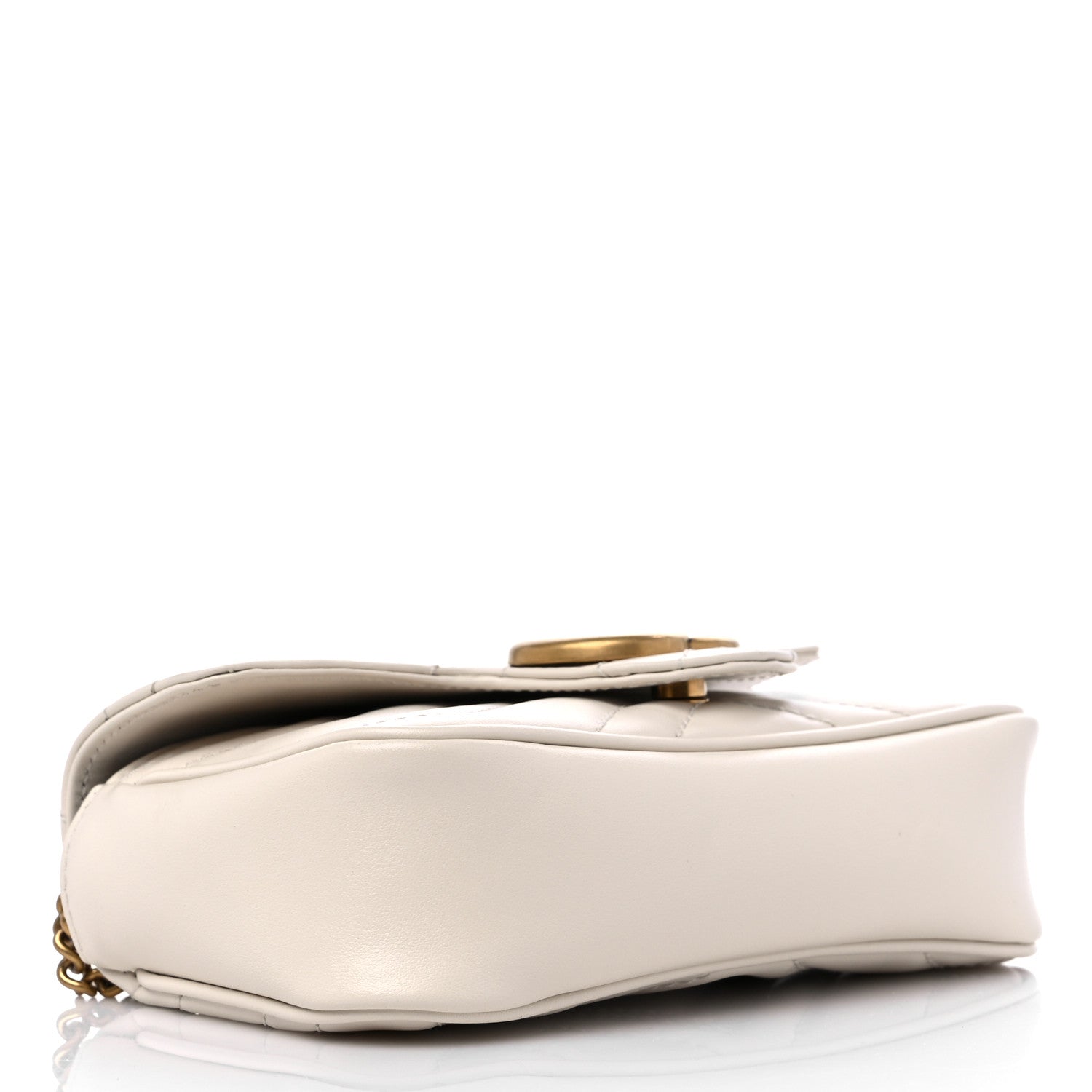 Gucci Calfskin Matelasse Super Mini GG Marmont Shoulder Bag White 4 of 8